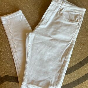 Bershka  Unisex Ripped Super Skinny White Jeans Side USA 31